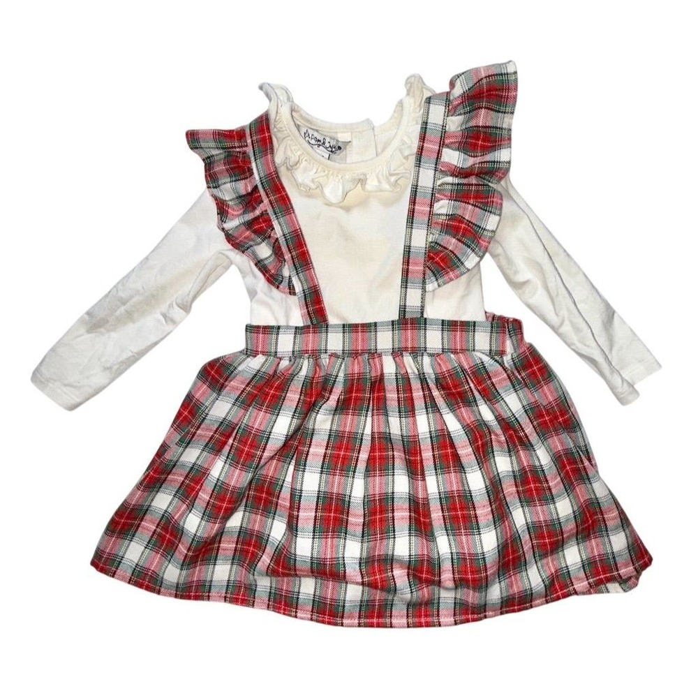 Pippa & Julie Girls Plaid Dress & Top Set Red 18-24M Holiday Party‎ Saks 5th $52